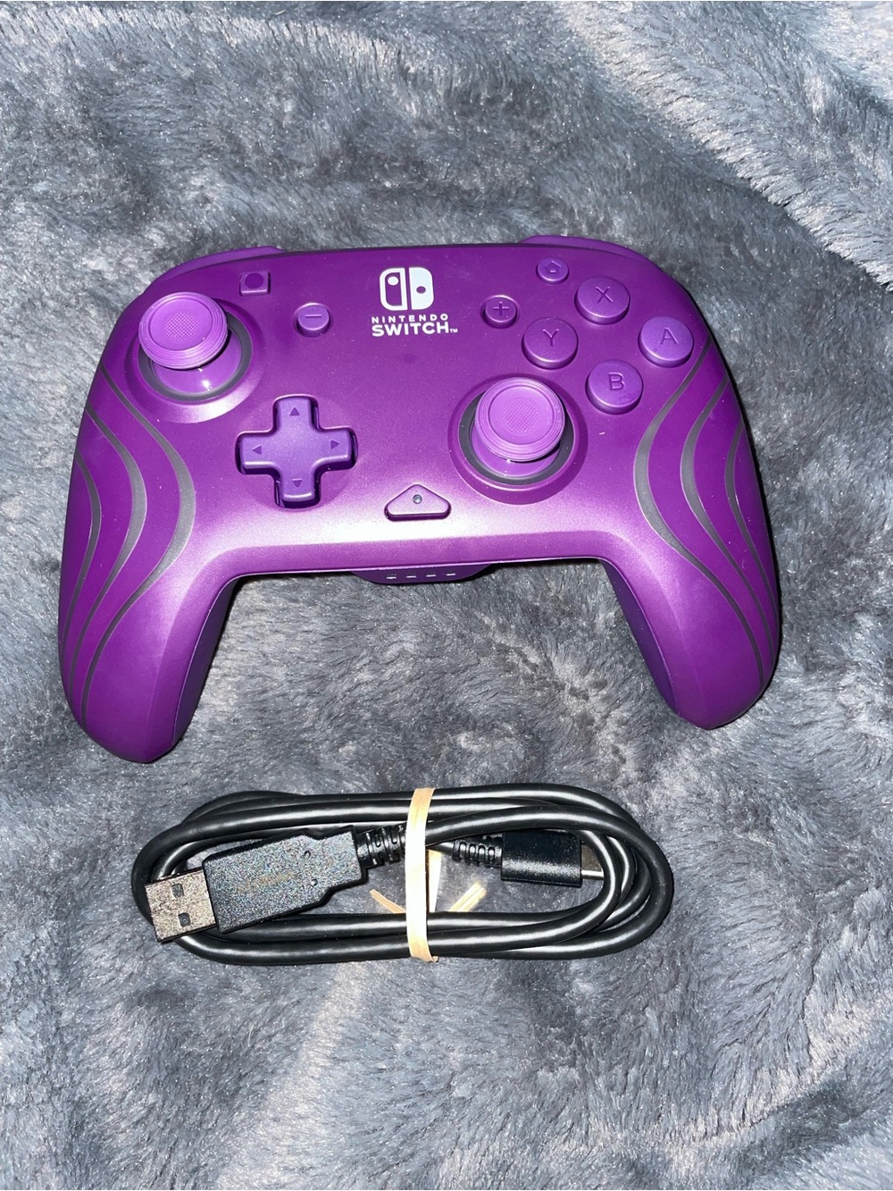 Nintendo Switch Purple Afterglow Wave Wireless Controller with Box and Charger - Picture 4 of 5